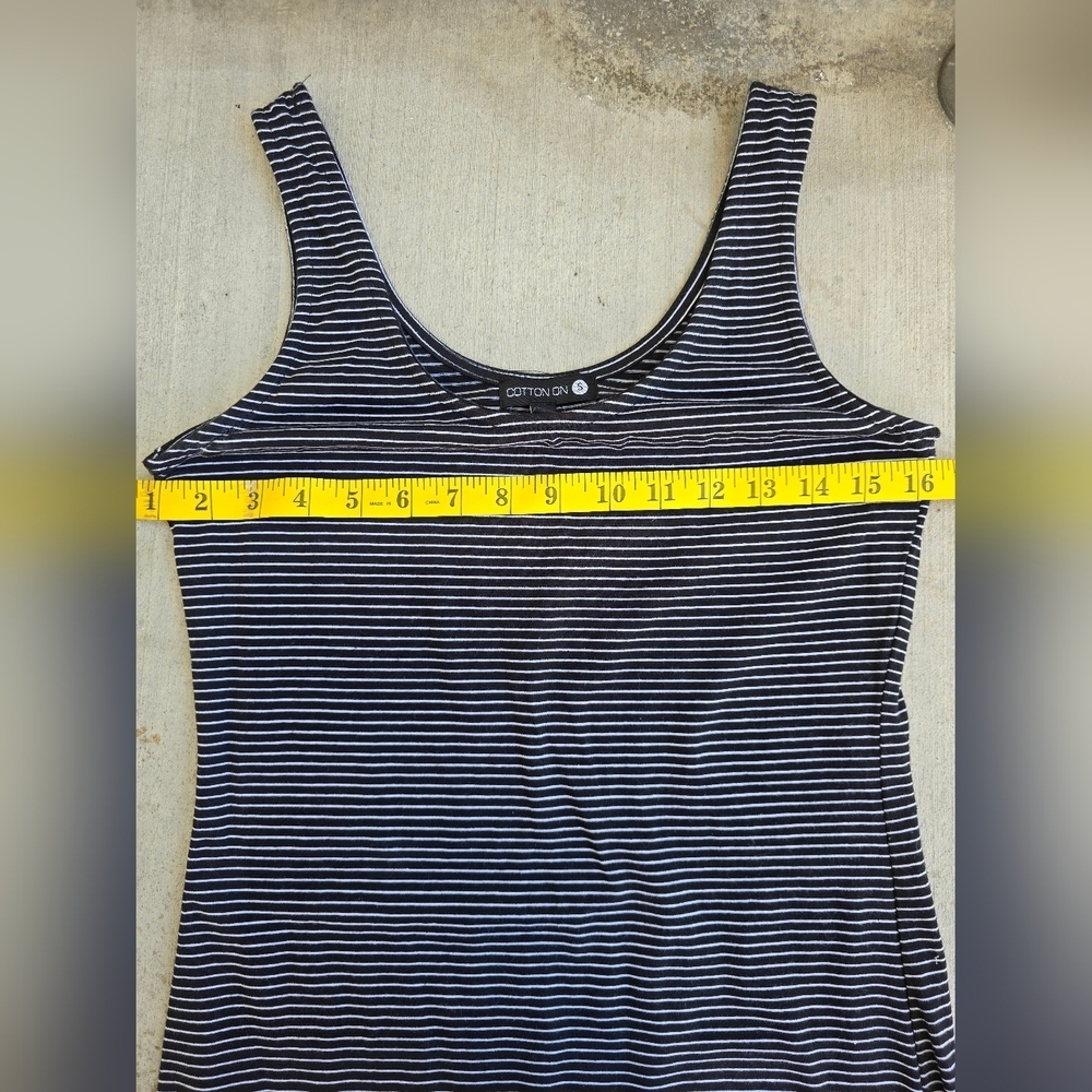 Striped Black and White Sleeveless Dress - Picture 6 of 6